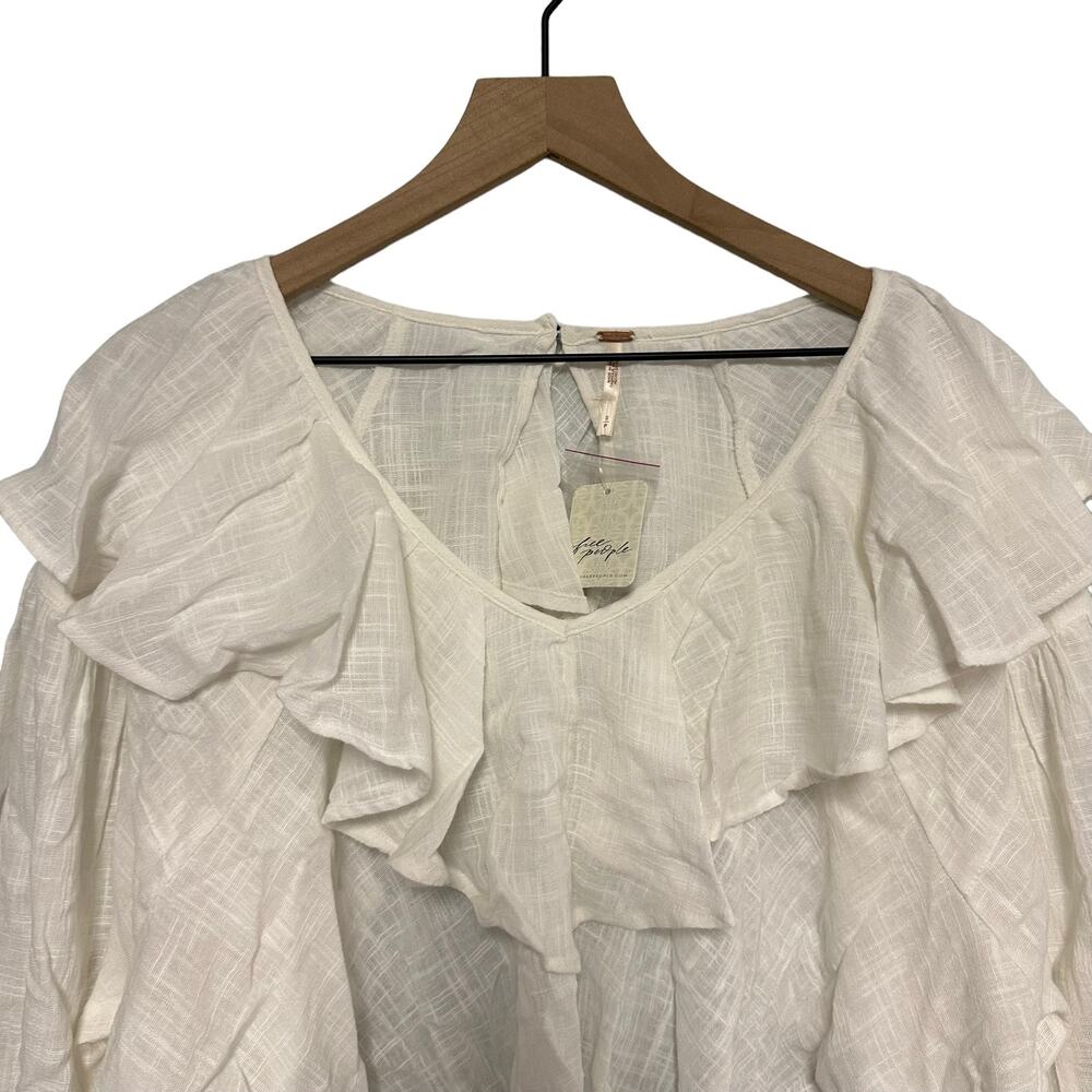 Free People White Open-Back Ruffled Blouse - Picture 6 of 11